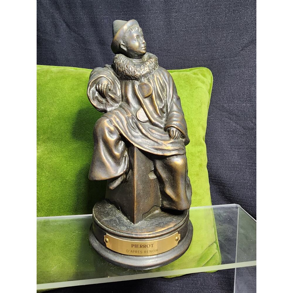 Renoir's Pierrot Clown Bronze Sculpture Connosieur Collection